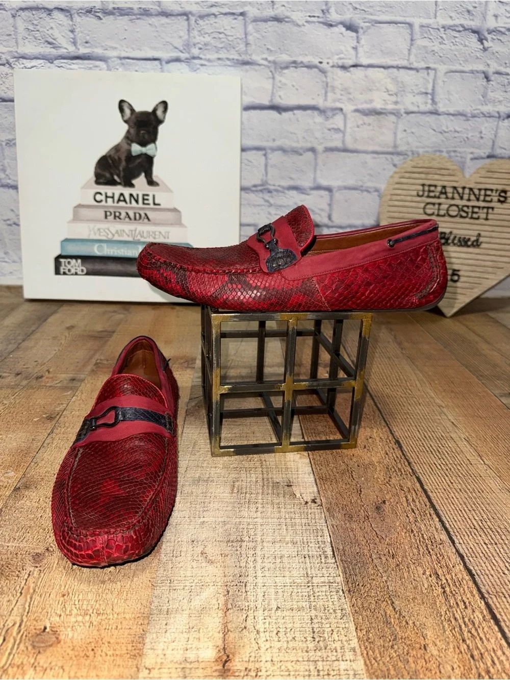 Franco Cuadra red casual fashion python driving moccasins for men A07PMRU